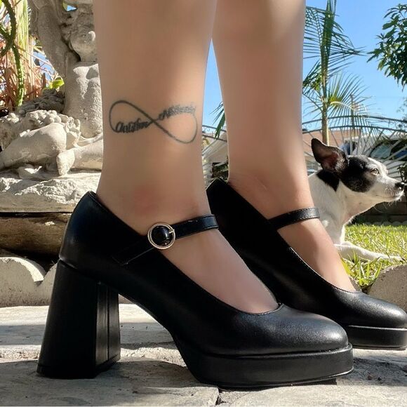 BLACK BABYDOLL MARYJANE BLOCK HEEL - Picture 7 of 7